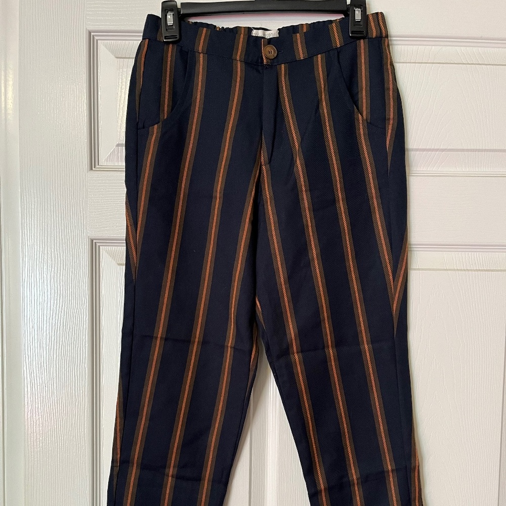 Striped work pants ankle length